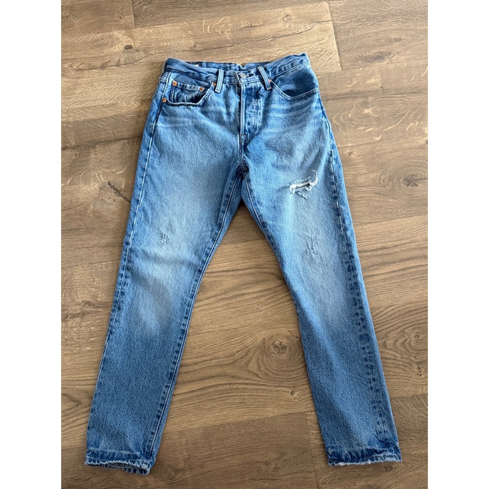 Levis Premium 501 Original Fit Jeans Blue Denim Distressed W26 L28 29502-0241